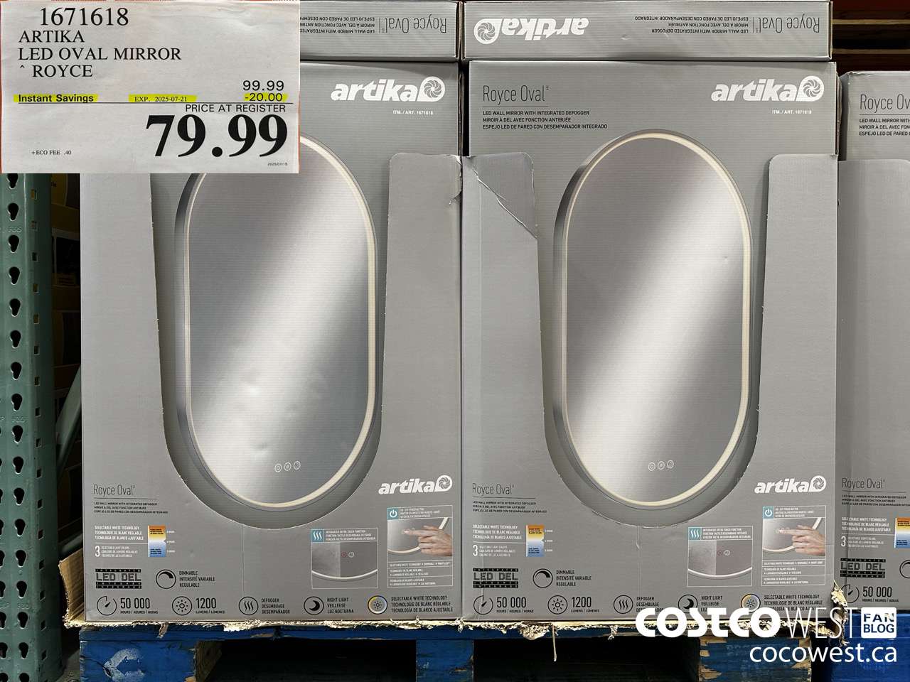 1671618 ARTIKA LED OVAL MIRROR ROYCE ($20.00 INSTANT SAVINGS EXPIRES ON 2025-07-21) $79.99