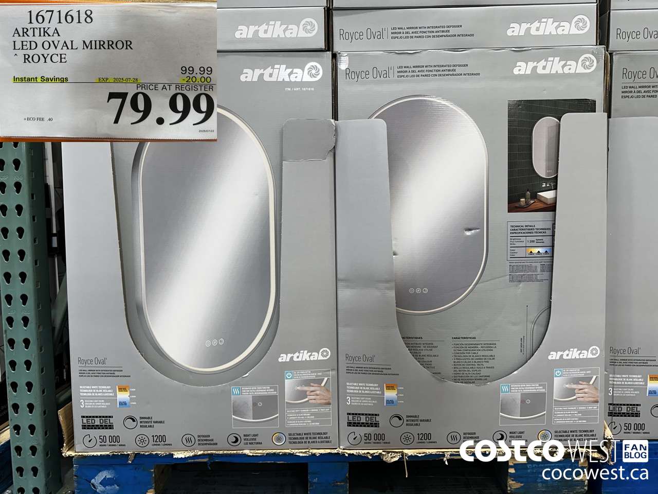 1671618 ARTIKA LED OVAL MIRROR ROYCE ($20.00 INSTANT SAVINGS EXPIRES ON 2025-07-28) $79.99