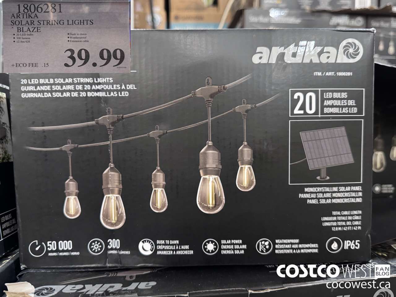 1806281 ARTIKA SOLAR STRING LIGHTS BLAZE $39.99