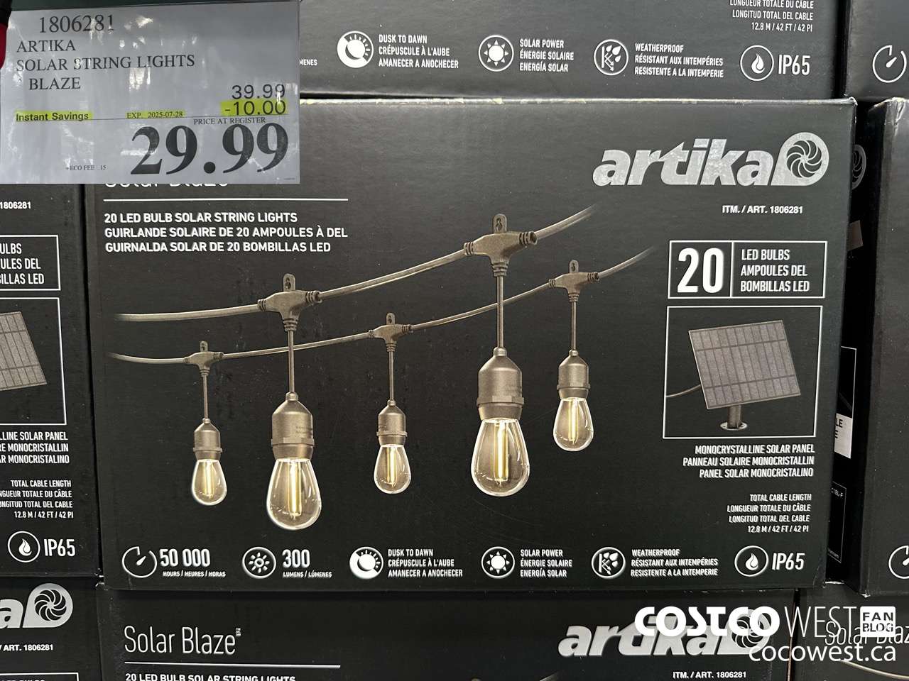 1806281 ARTIKA SOLAR STRING LIGHTS BLAZE ($10.00 INSTANT SAVINGS EXPIRES ON 2025-07-28) $29.99