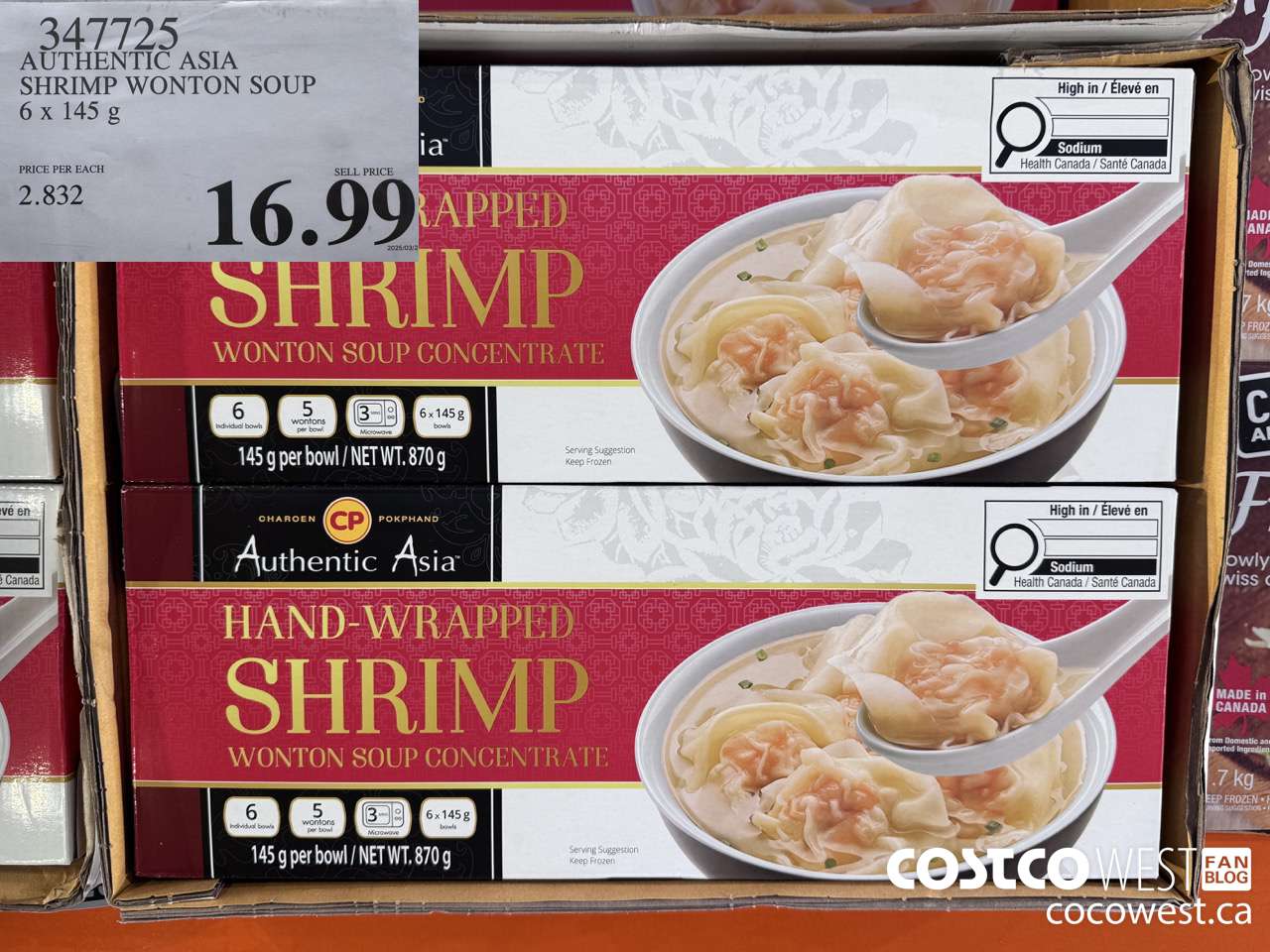 347725 AUTHENTIC ASIA SHRIMP WONTON SOUP 6 x 145 g $16.99