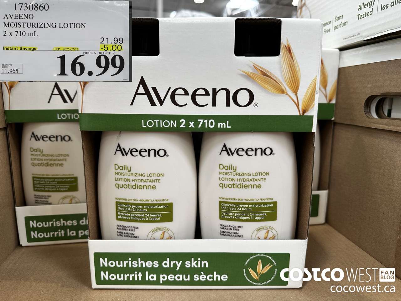 1730860 AVEENO MOISTURIZING LOTION 2 X 710ML ($5.00 INSTANT SAVINGS EXPIRES ON 2025-07-13) $16.99