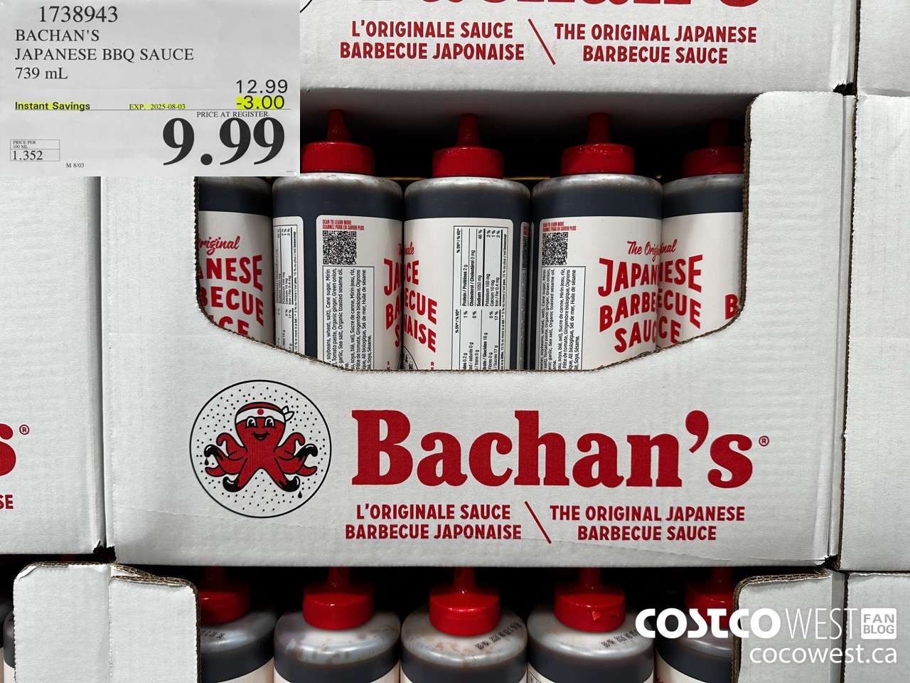 1738943 BACHAN'S JAPANESE BBQ SAUCE 1L ($3.00 INSTANT SAVINGS EXPIRES ON 2025-08-03) $9.99