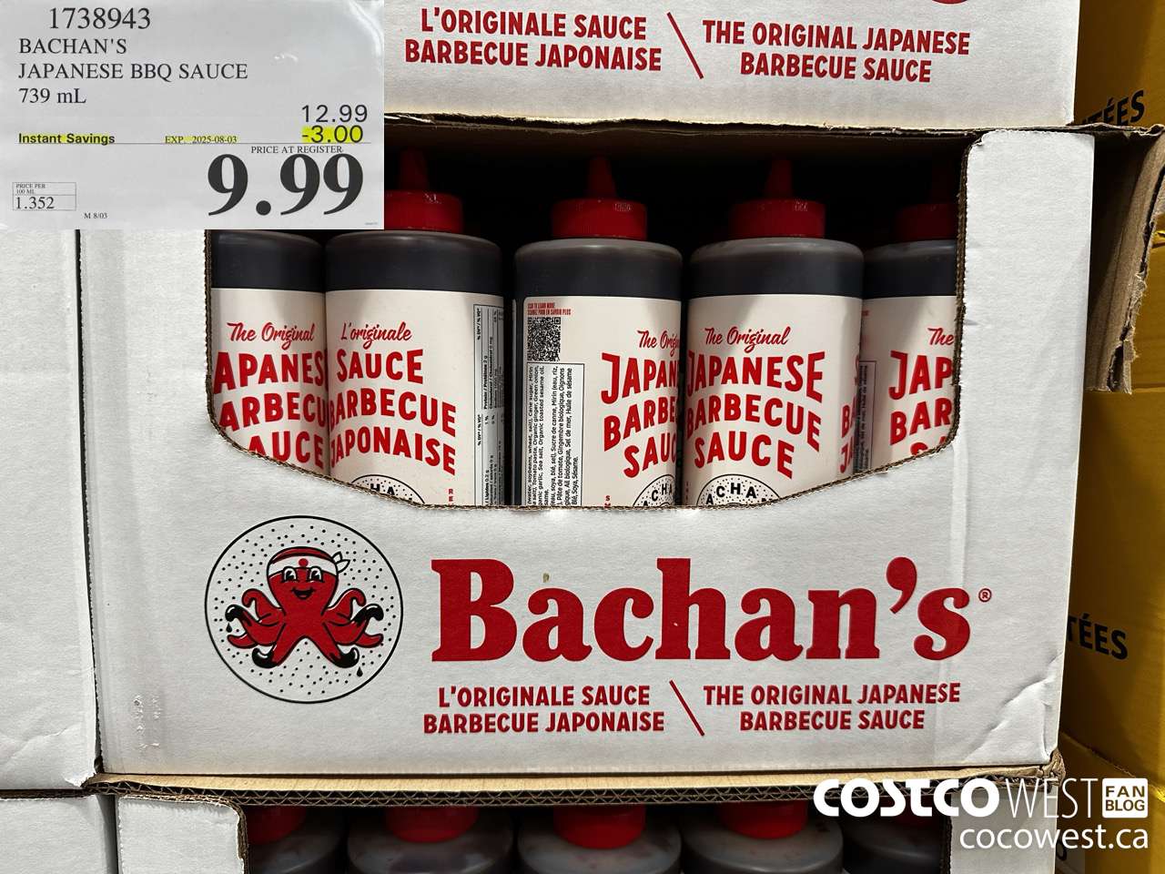1738943 BACHAN'S JAPANESE BBQ SAUCE 1L ($3.00 INSTANT SAVINGS EXPIRES ON 2025-08-03) $9.99