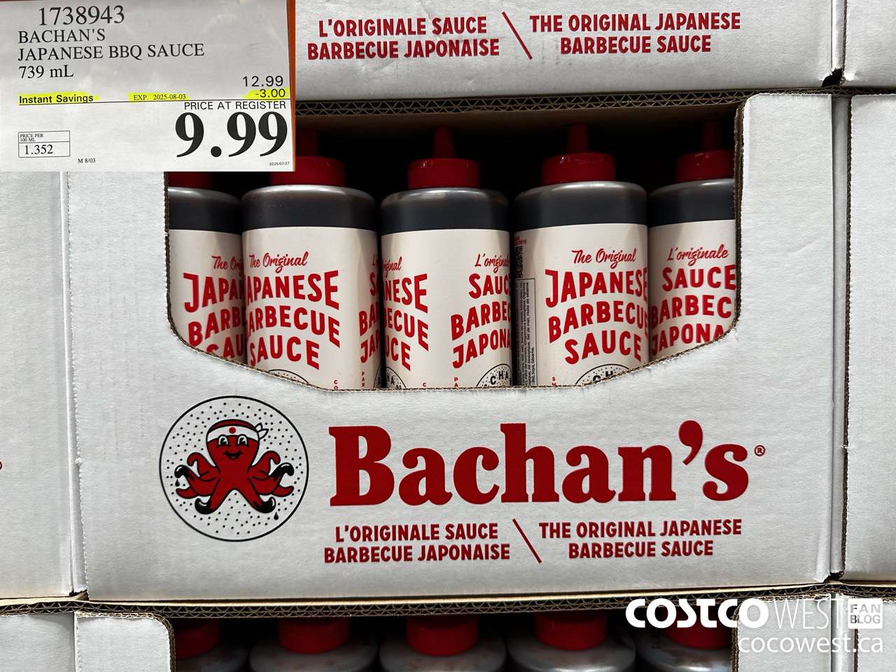1738943 BACHAN'S JAPANESE BBQ SAUCE 1L ($3.00 INSTANT SAVINGS EXPIRES ON 2025-08-03) $9.99