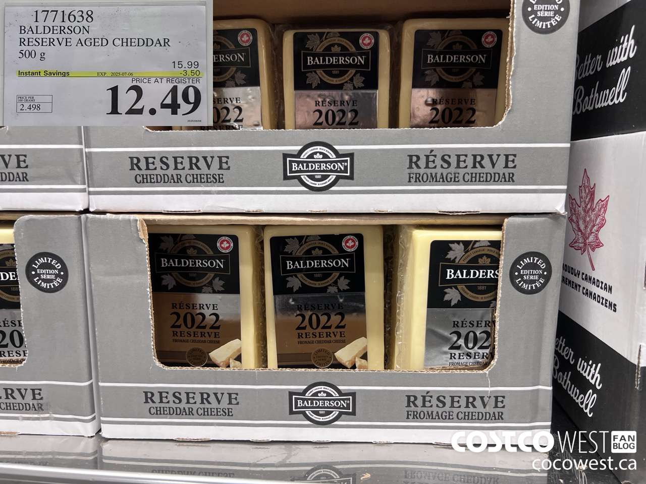 1771638 BALDERSON RESERVE AGED CHEDDAR 500 G ($3.50 INSTANT SAVINGS EXPIRES ON 2025-07-06) $12.49