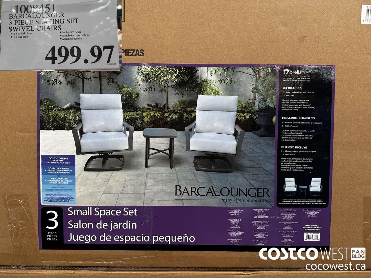 1008451 BARCALOUNGEER 3 PIECE SEATING SET SWIVEL CHAIRS $499.97