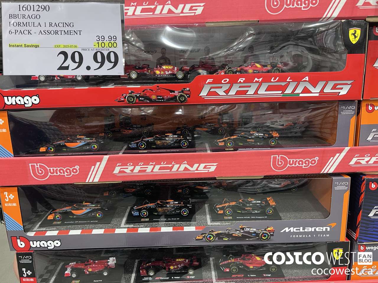 1601290 BBURAGO 1:43 SCALE F1 DIE CAST SET 6PK ($10.00 INSTANT SAVINGS EXPIRES ON 2025-07-06) $29.99