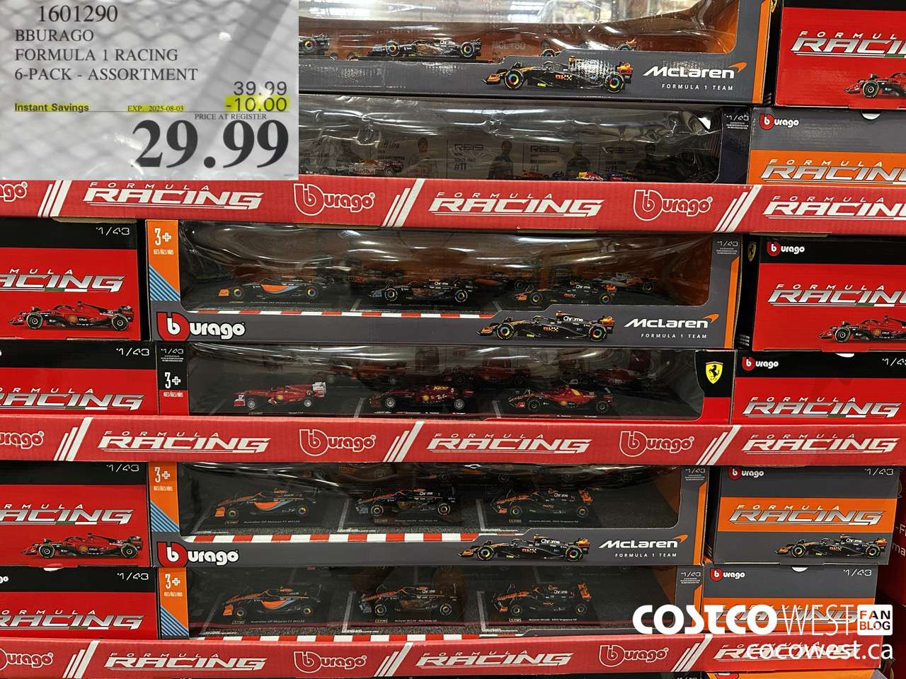 1601290 BBURAGO 1:43 SCALE F1 DIE CAST SET 6PK ($10.00 INSTANT SAVINGS EXPIRES ON 2025-08-03) $29.99