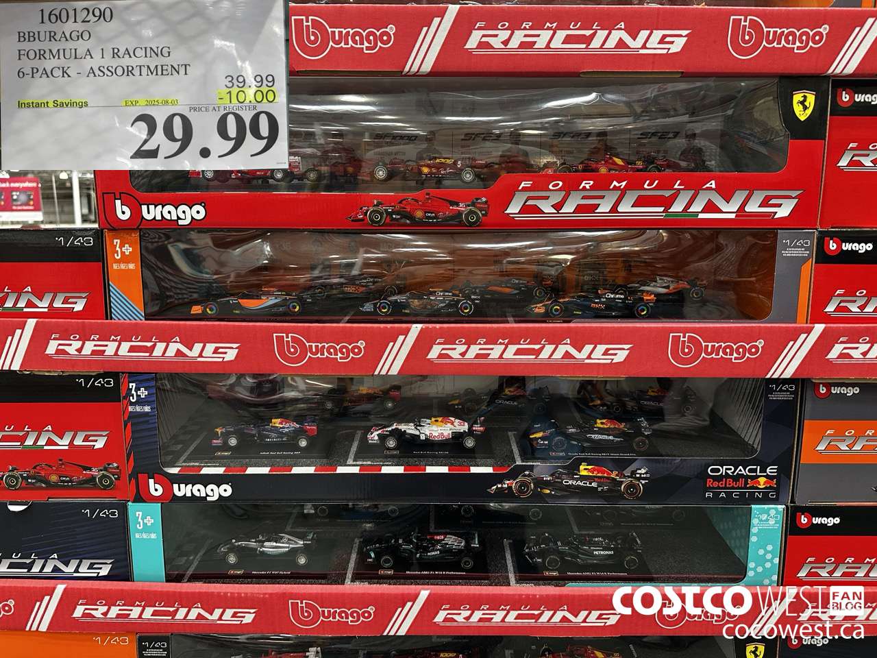 1601290 BBURAGO 1:43 SCALE F1 DIE CAST SET 6PK ($10.00 INSTANT SAVINGS EXPIRES ON 2025-08-03) $29.99