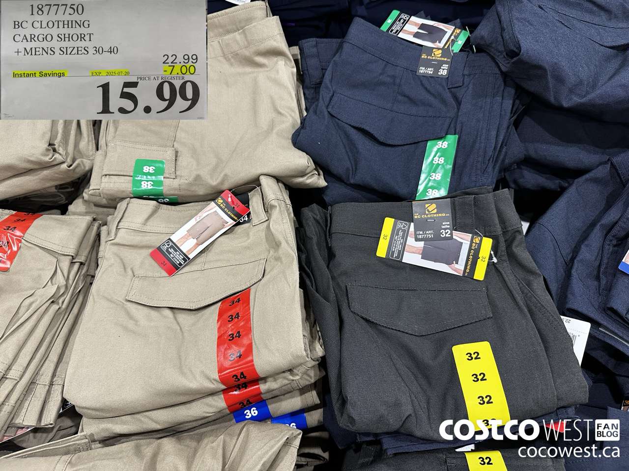 1877750 BC CLOTHING CARGO SHORT MENS SIZES 30-40 ($7.00 INSTANT SAVINGS EXPIRES ON 2025-07-20) $15.99