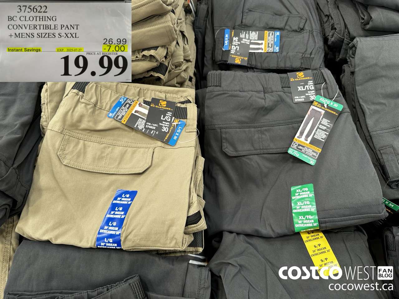 375622 BC CLOTHING CONVERTIBLE PANT MENS SIZES S-XXL ($7.00 INSTANT SAVINGS EXPIRES ON 2025-07-27) $19.99