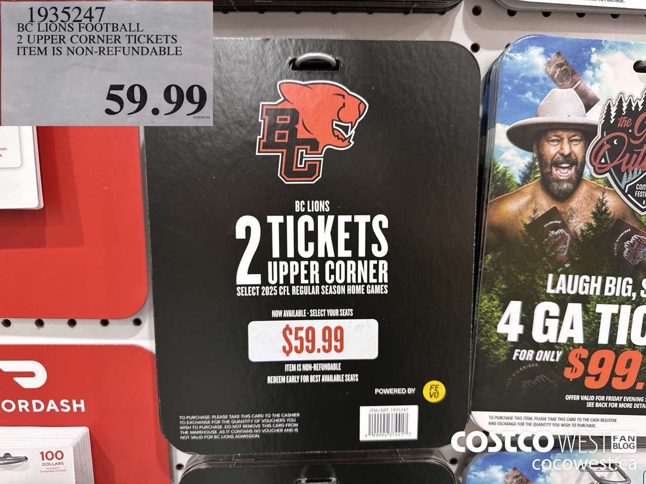 1935247 BC LIONS FOOTBALL 2 UPPER CORNER TICKETS ITEM IS NON-REFUNDABLE $59.99