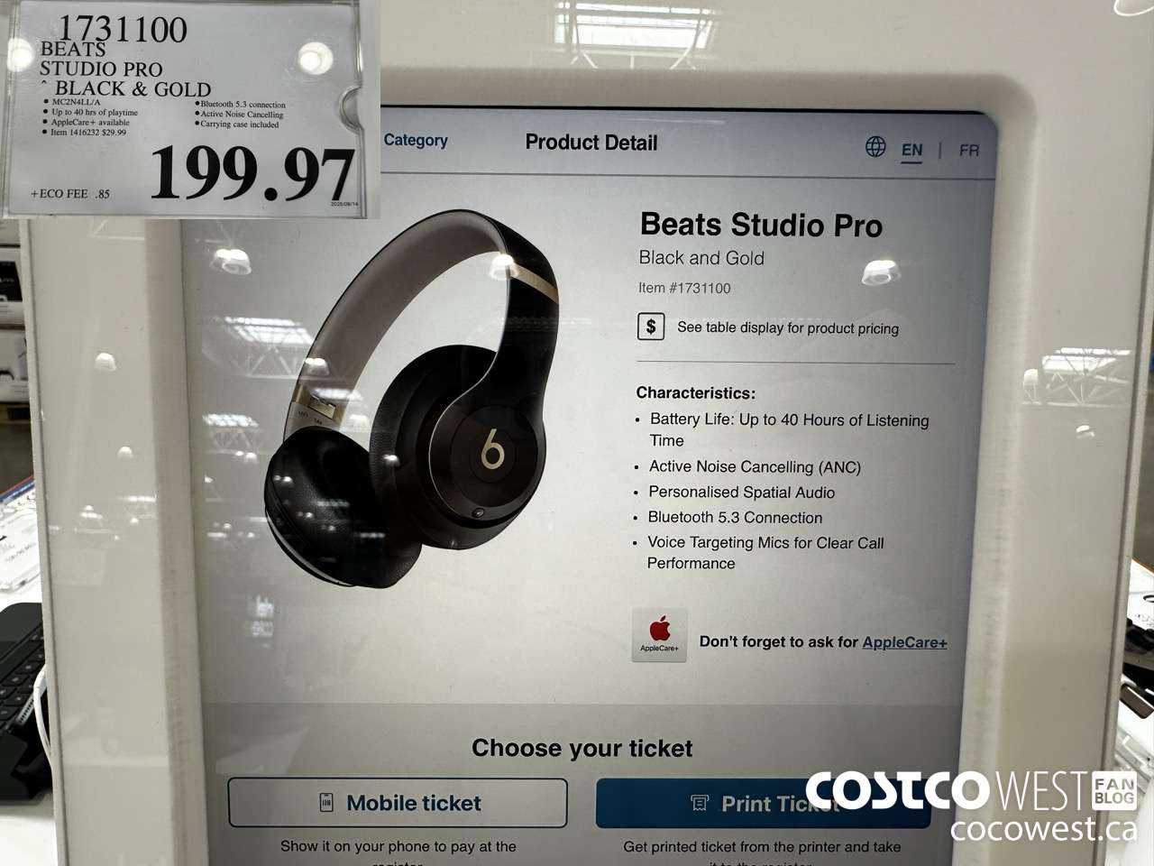 1731100 BEATS STUDIO PRO BLACK & GOLD $199.97