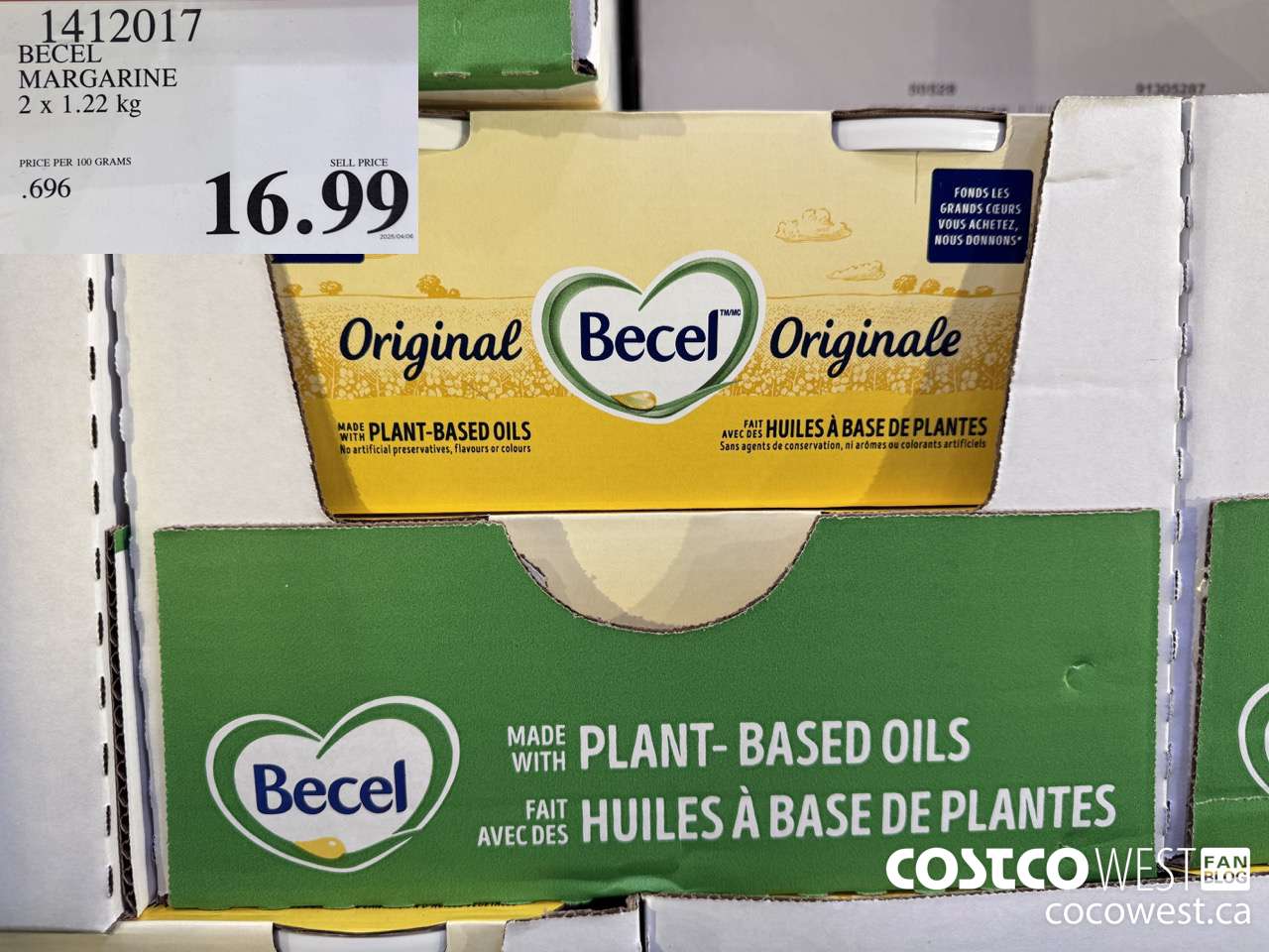 1412017 BECEL MARGARINE 2 x 1.22 kg $16.99