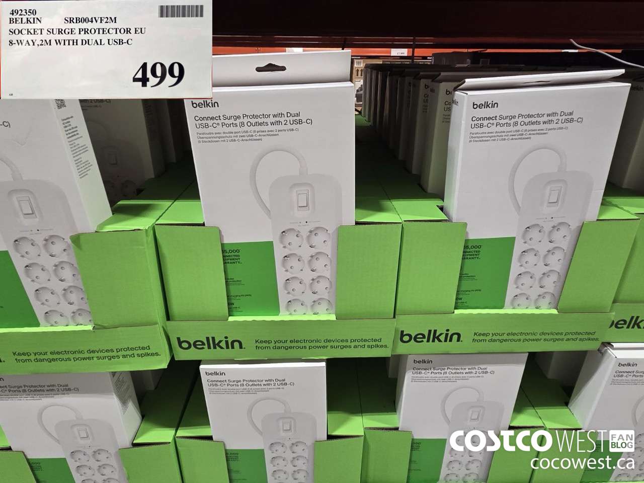 492350 BELKIN SRB004VF2M SOCKET SURGE PROTECTOR EU 8-WAY 2M WITH DUAL USB-C $499.00