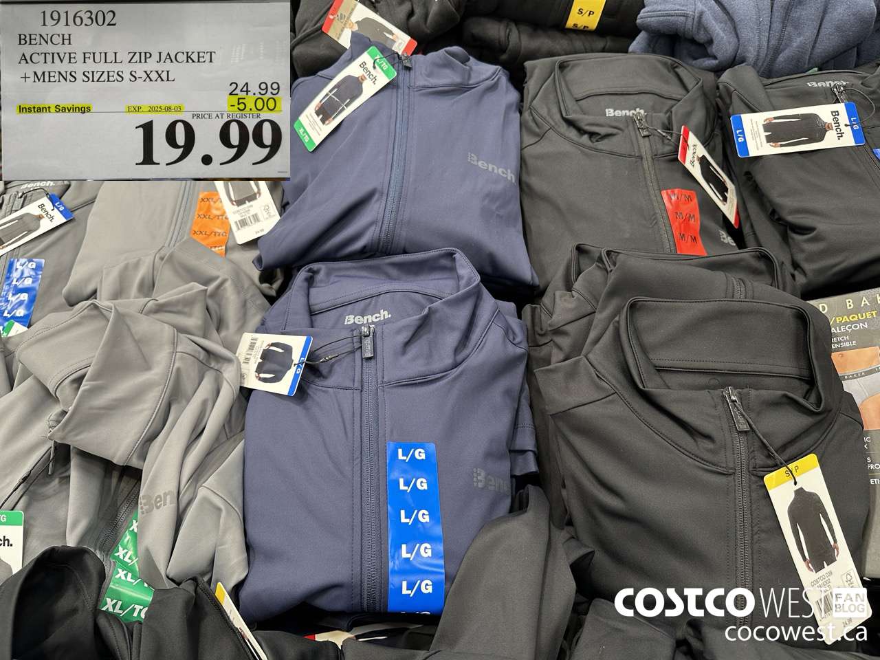 1916302 BENCH ACTIVE FULL ZIP JACKET MENS SIZES S-XXL ($5.00 INSTANT SAVINGS EXPIRES ON 2025-08-03) $19.99