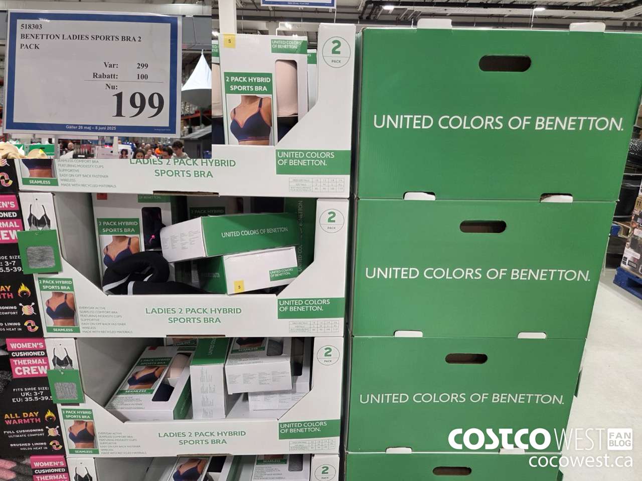 518303 BENETTON LADIES SPORT BRA 2 PACK ($100.00 INSTANT SAVINGS EXPIRES ON 2025-06-08) $199.00