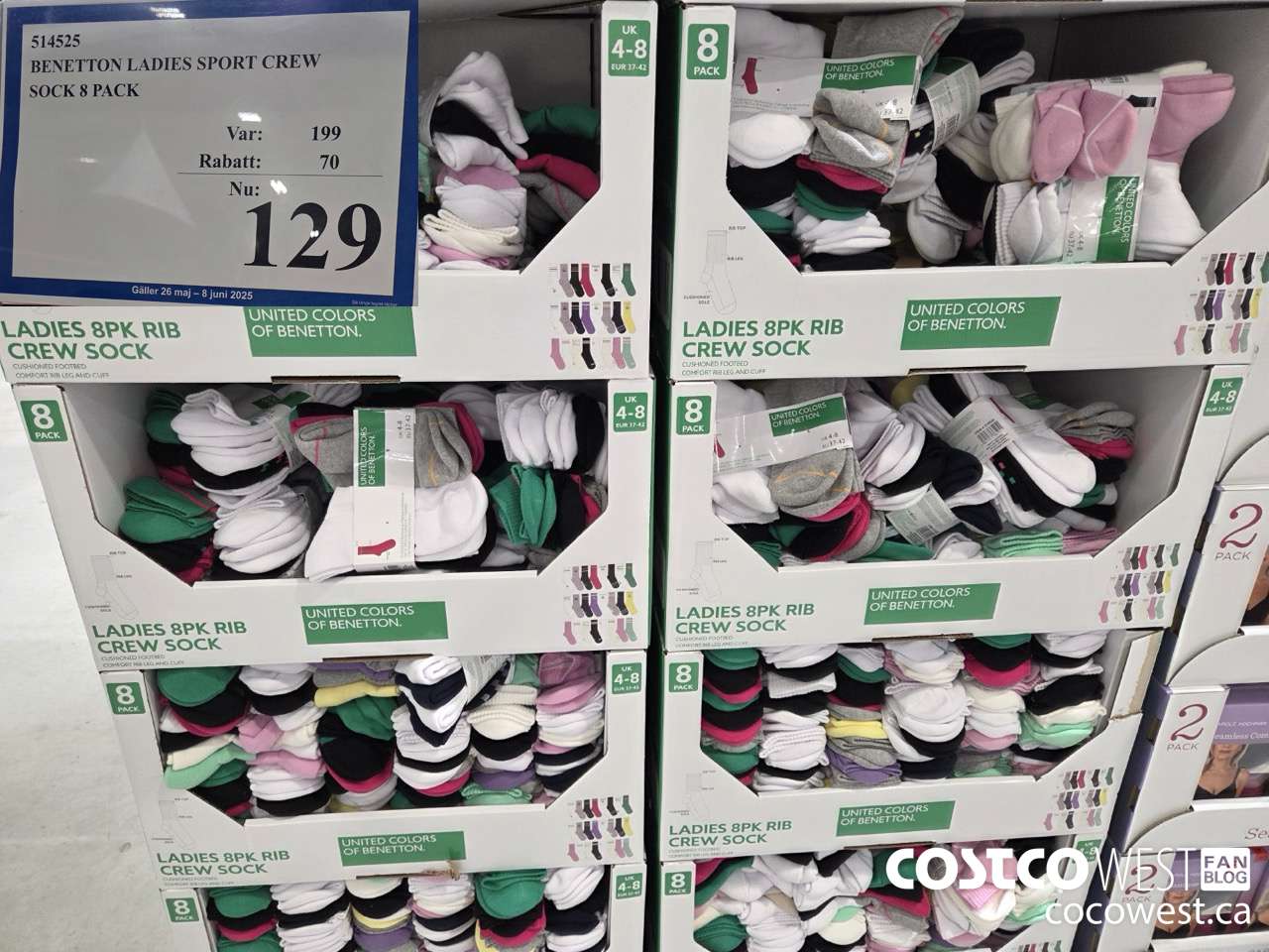 514525 BENETTON LADIES SPORT CREW SOCK 8 PACK ($70.00 INSTANT SAVINGS EXPIRES ON 2025-06-08) $129.00