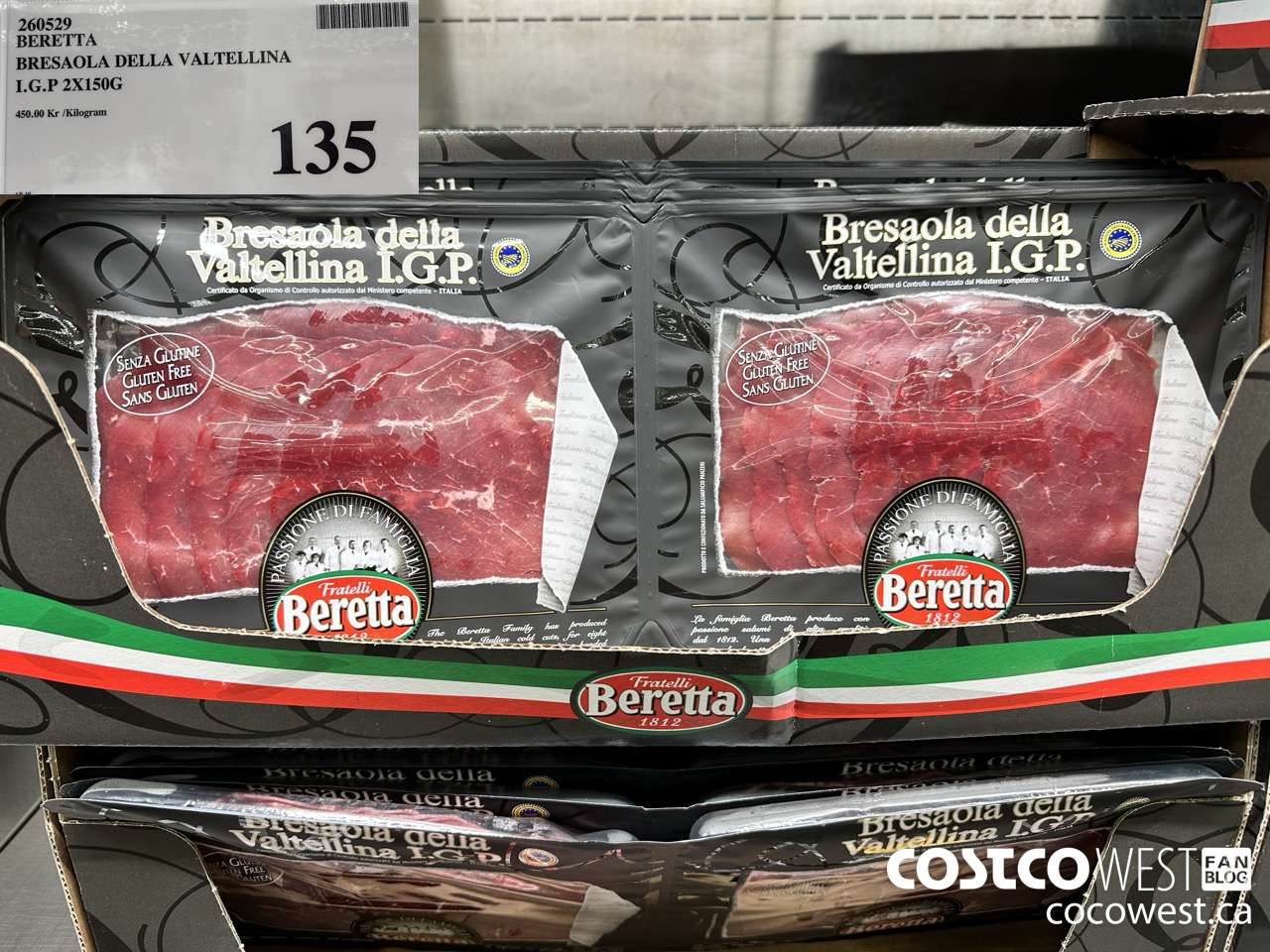 260529 BERETTA BRESAOLA DELLA VALTELLINA I.G.P. 2 X 150G $135.00