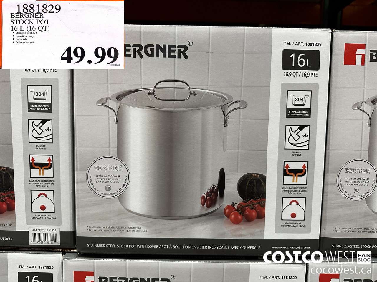 1881829 BERGNER STOCK POT 16L (16QT) $49.99