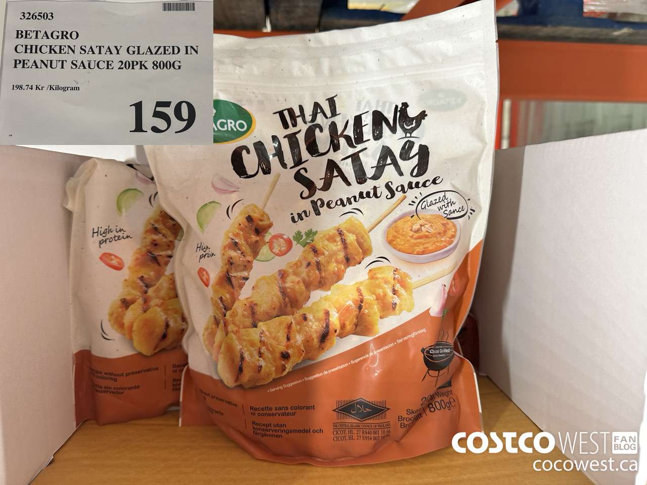 326503 BETAGRO CHICKEN SATAY GLAZED IN PEANUT SAUCE 20PK 800G $159.00