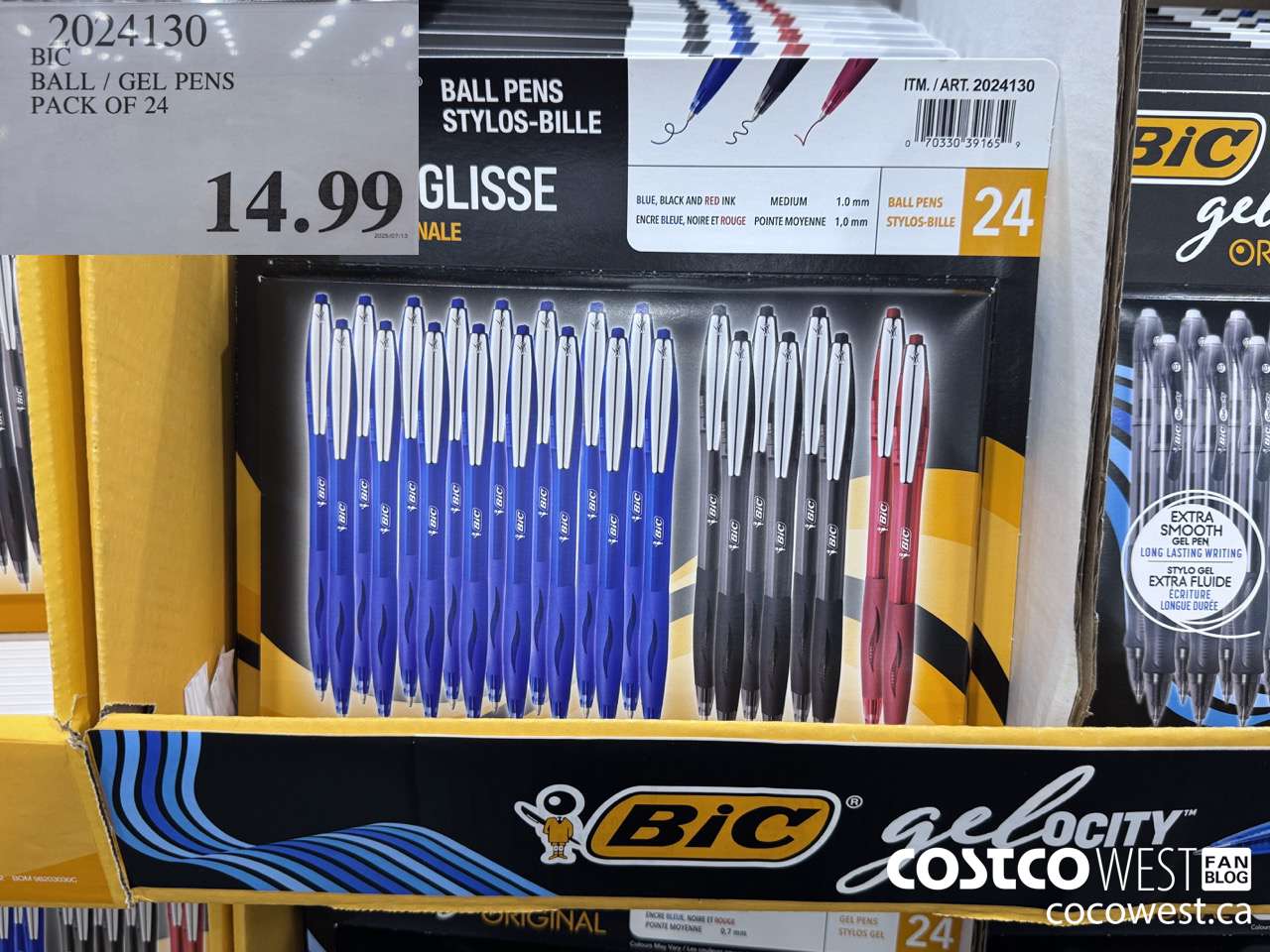 2024130 BIC BALL/GEL PENS PACK OF 24 $14.99