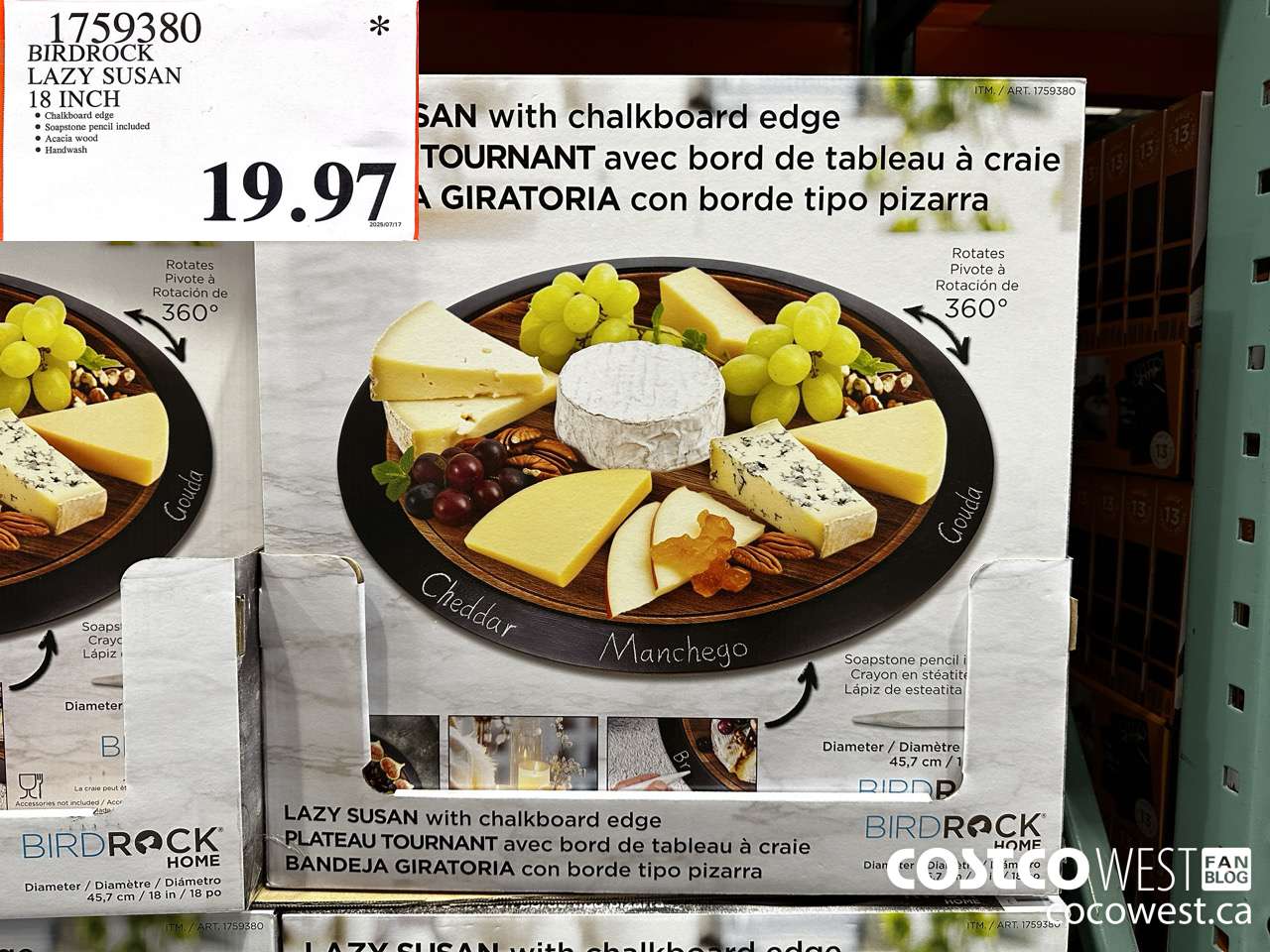 1759380 BIRDROCK LAZY SUSAN 18 INCH $19.97