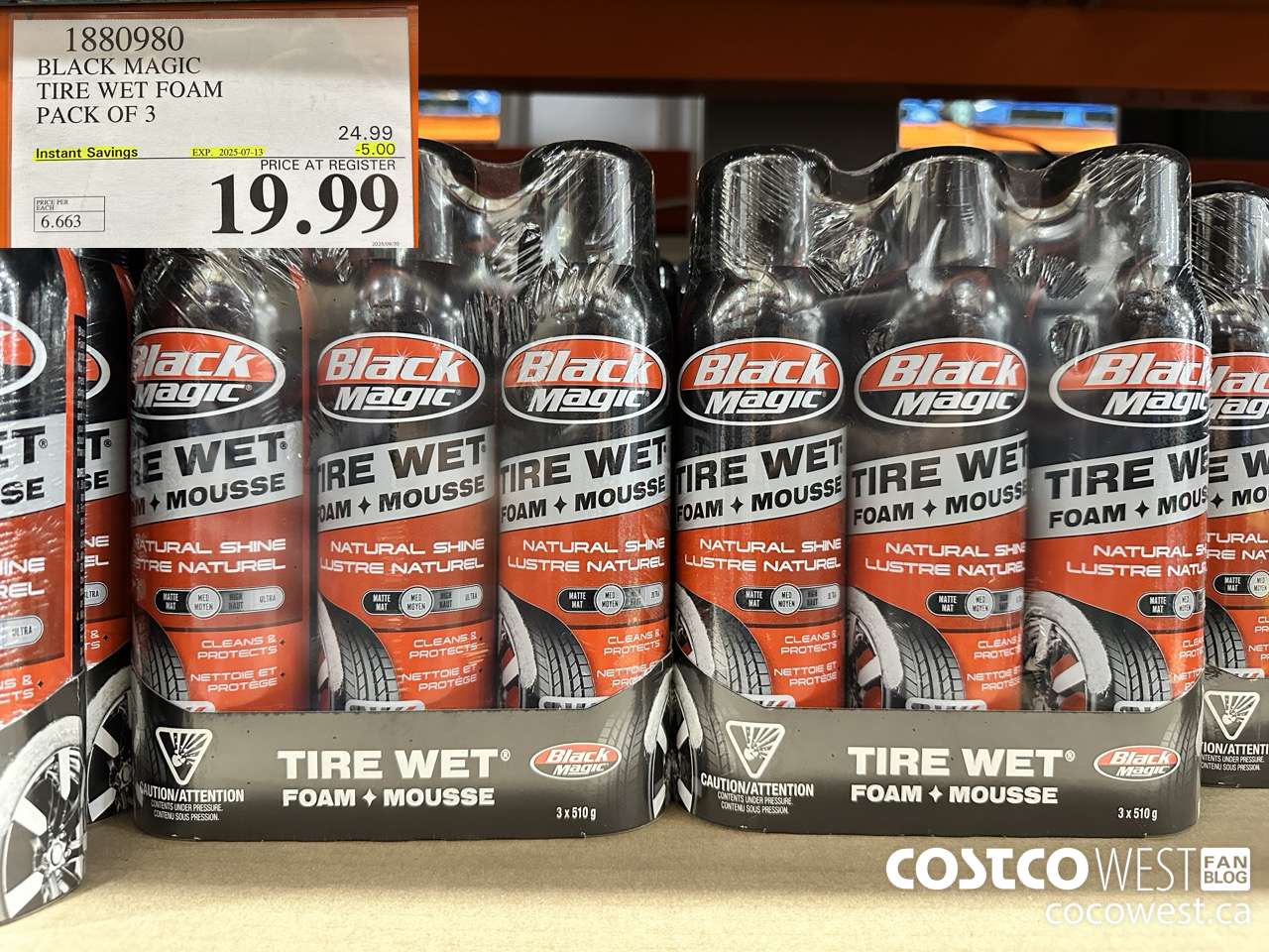 1880980 BLACK MAGIC WET SHINE TIRE FOAM PACK OF 3 X 510G ($5.00 INSTANT SAVINGS EXPIRES ON 2025-07-13) $19.99