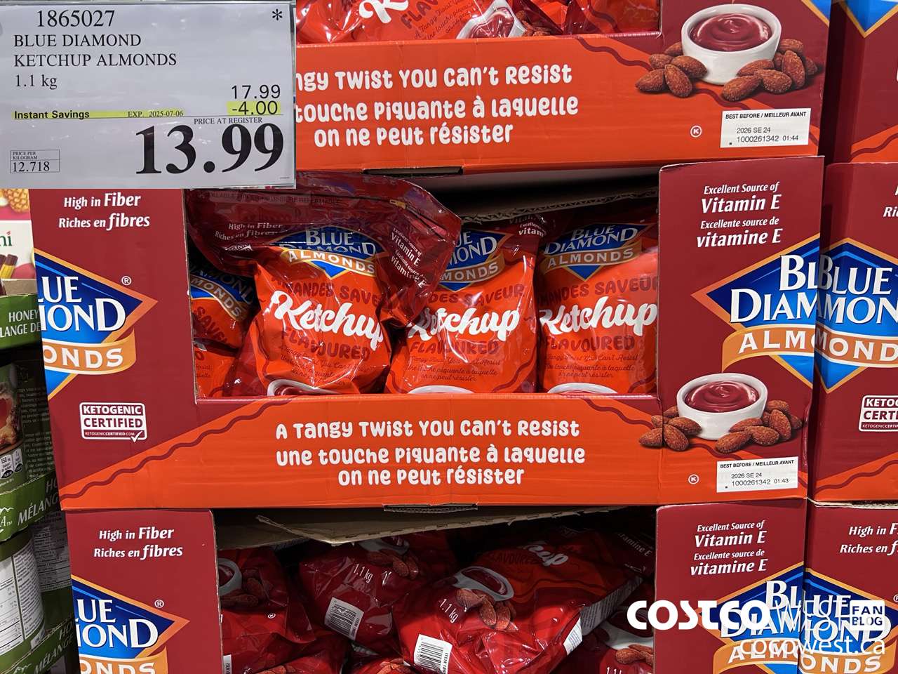 1865027 BLUE DIAMOND KETCHUP ALMONDS 1.1KG ($4.00 INSTANT SAVINGS EXPIRES ON 2025-07-06) $13.99