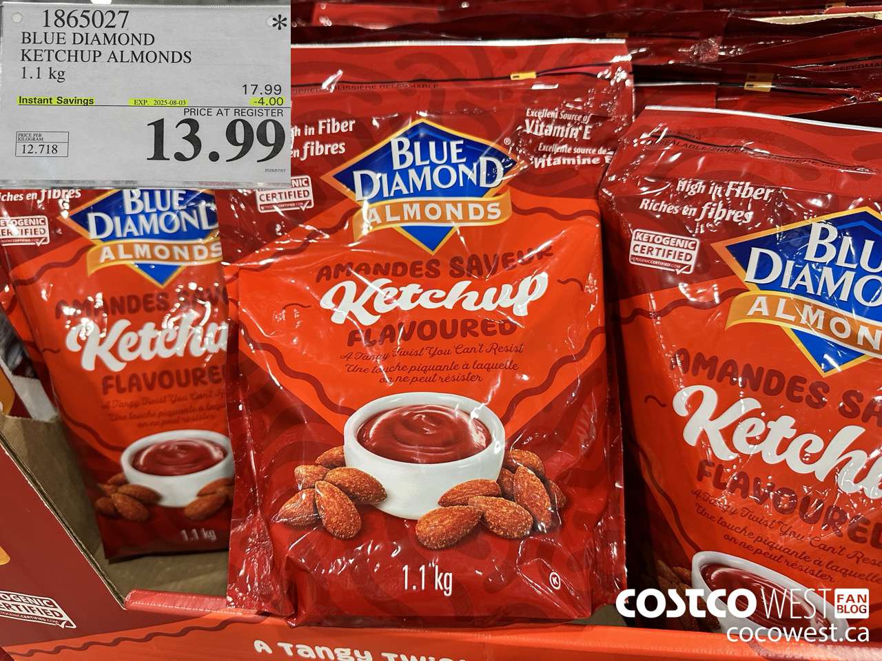 1865027 BLUE DIAMOND KETCHUP ALMONDS 1.1KG ($4.00 INSTANT SAVINGS EXPIRES ON 2025-08-03) $13.99