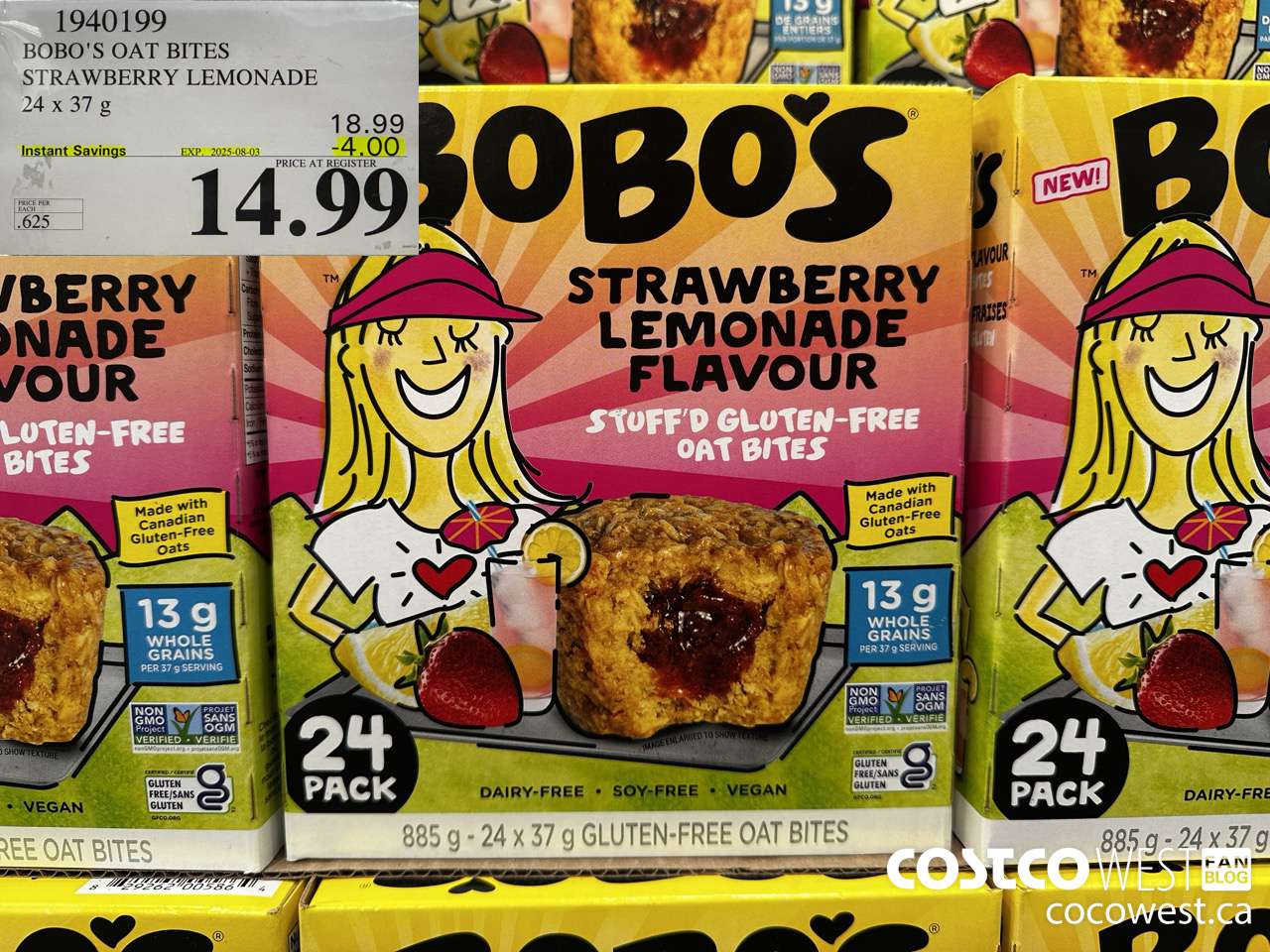 1940199 BOBO'S OAT BITES STRAWBERRY LEMONADE 24 X 37G ($5.00 INSTANT SAVINGS EXPIRES ON 2025-08-03) $14.99