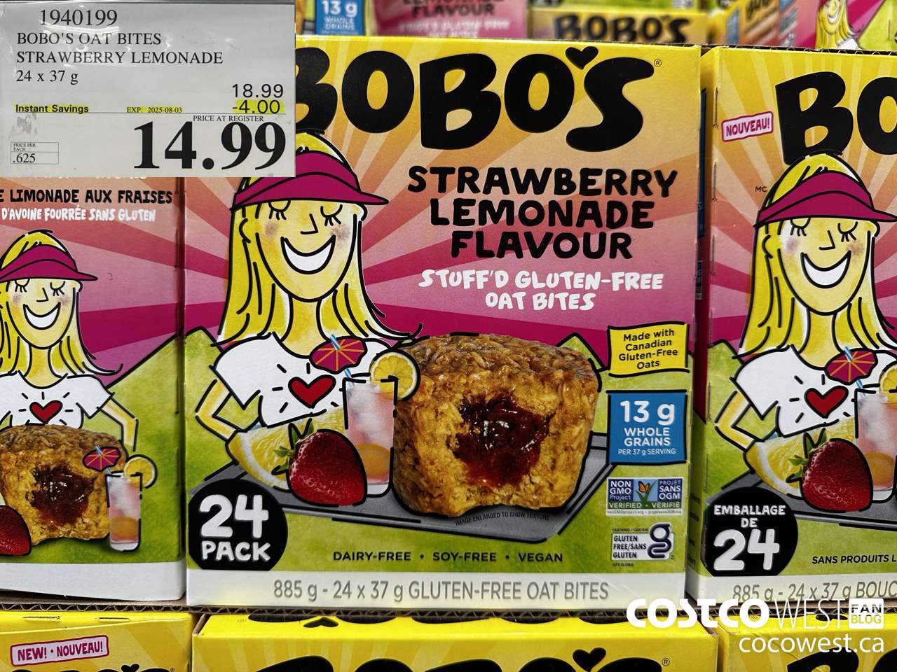 1940199 BOBO'S OAT BITES STRAWBERRY LEMONADE 24 X 37G ($4.00 INSTANT SAVINGS EXPIRES ON 2025-08-03) $14.99