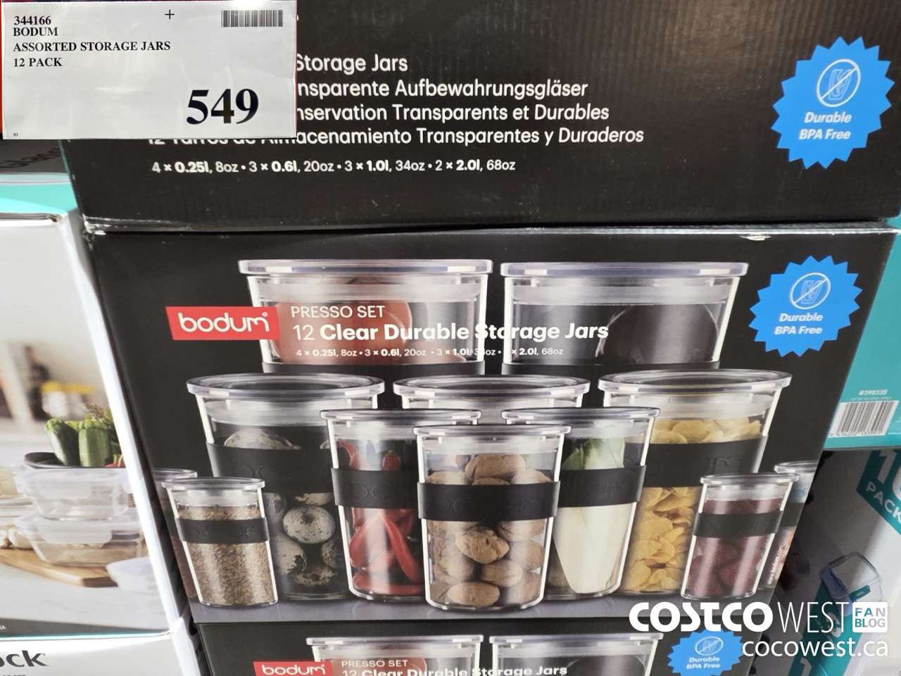 344166 BODUM ASSORTED STORAGE JARS 12 PACK $549.00