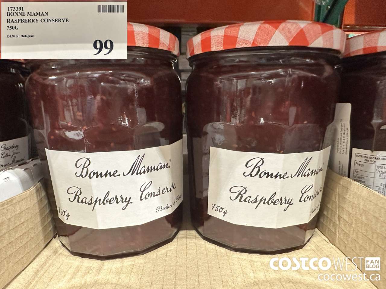 173391 BONNE MAMAN RASPBERRY CONSERVE 750G $99.00