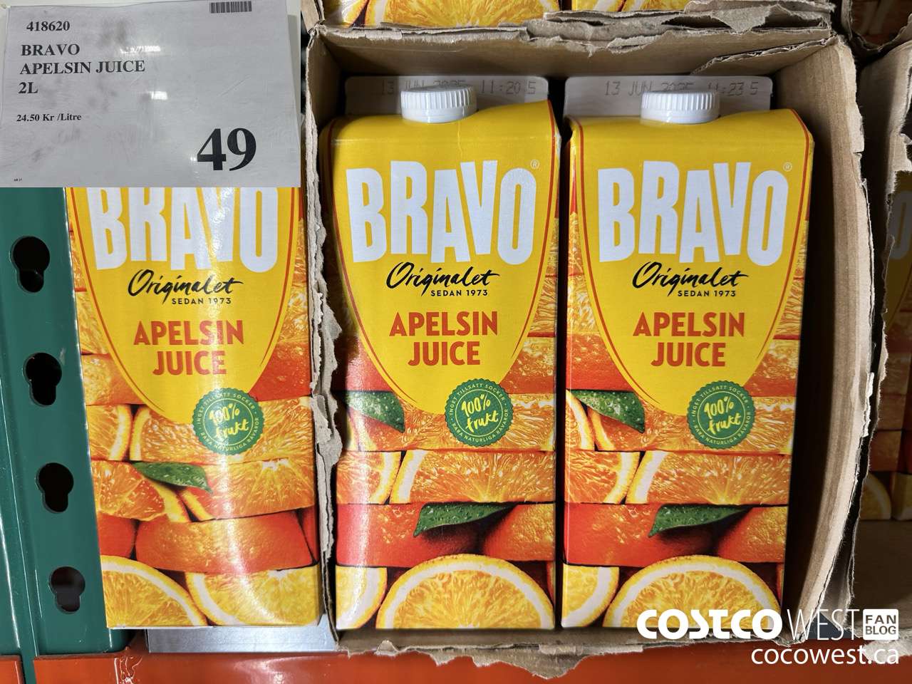 418620 BRAVO APELSIN JUICE 2L $49.00