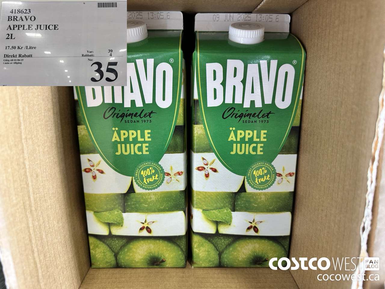 418623 BRAVO APPLE JUICE 2L ($4.00 INSTANT SAVINGS EXPIRES ON 2025-06-01) $35.00