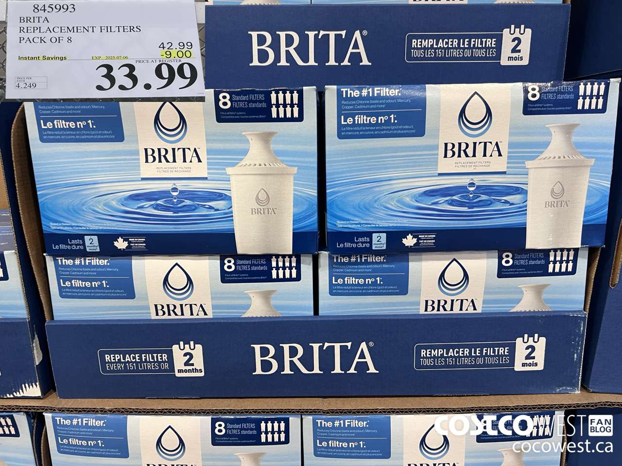 845993 BRITA REPLACEMENT FILTERS PACK OF 8 ($9.00 INSTANT SAVINGS EXPIRES ON 2025-07-06) $33.99