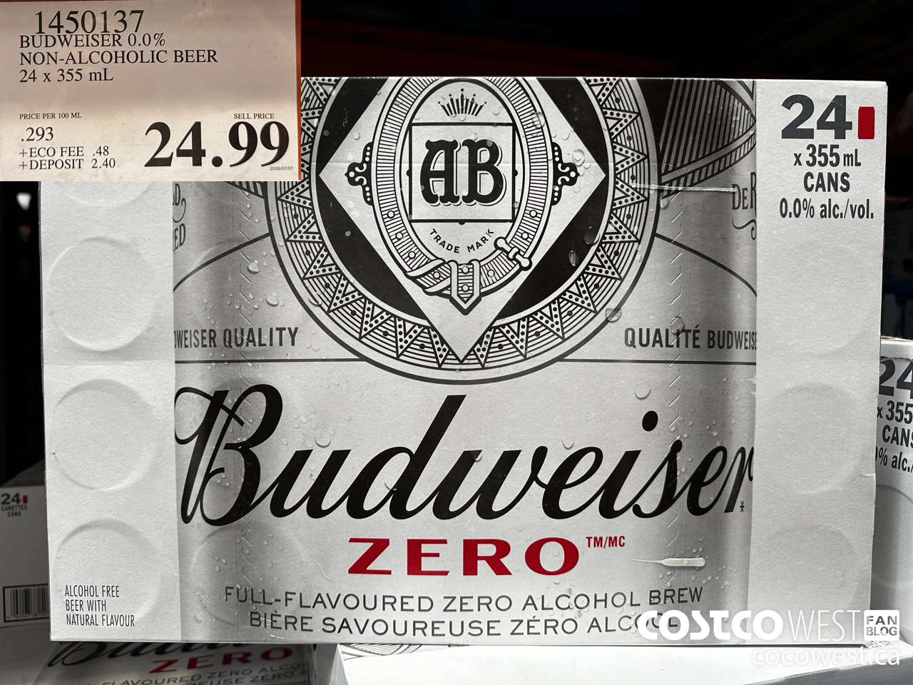 1450137 BUDWEISER 0.0% 24 x 355 mL $24.99
