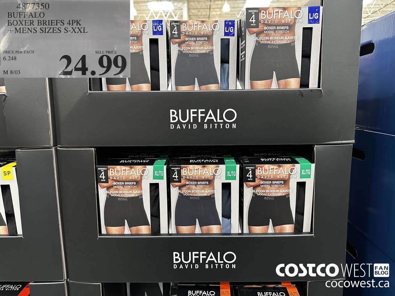 4877350 BUFFALO BOXER BRIEFS 4PK MENS SIZES S-XXL $24.99