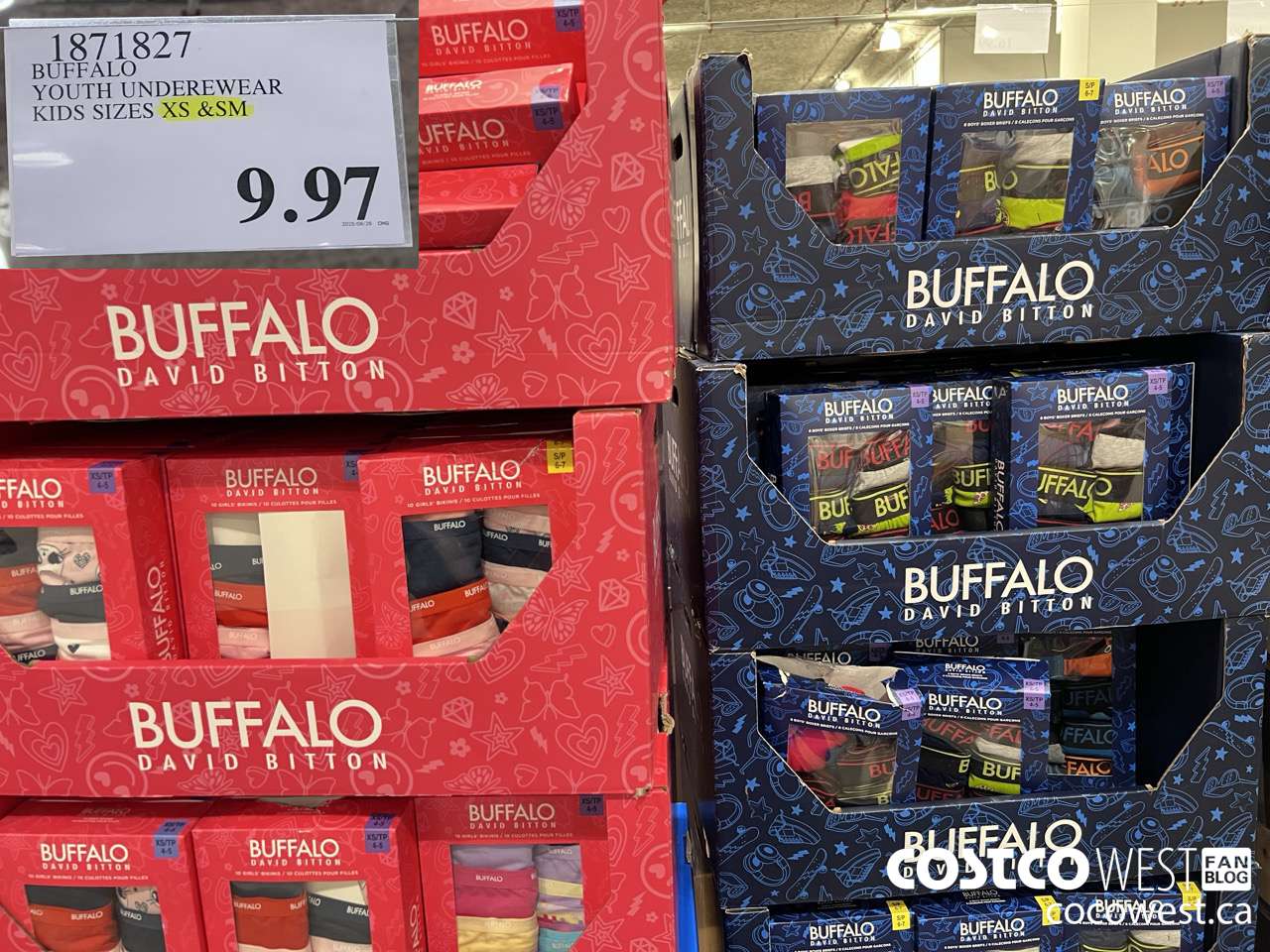 1871827 BUFFALO YOUTH UNDERWEAR KIDS SIZES XS & SM $9.97