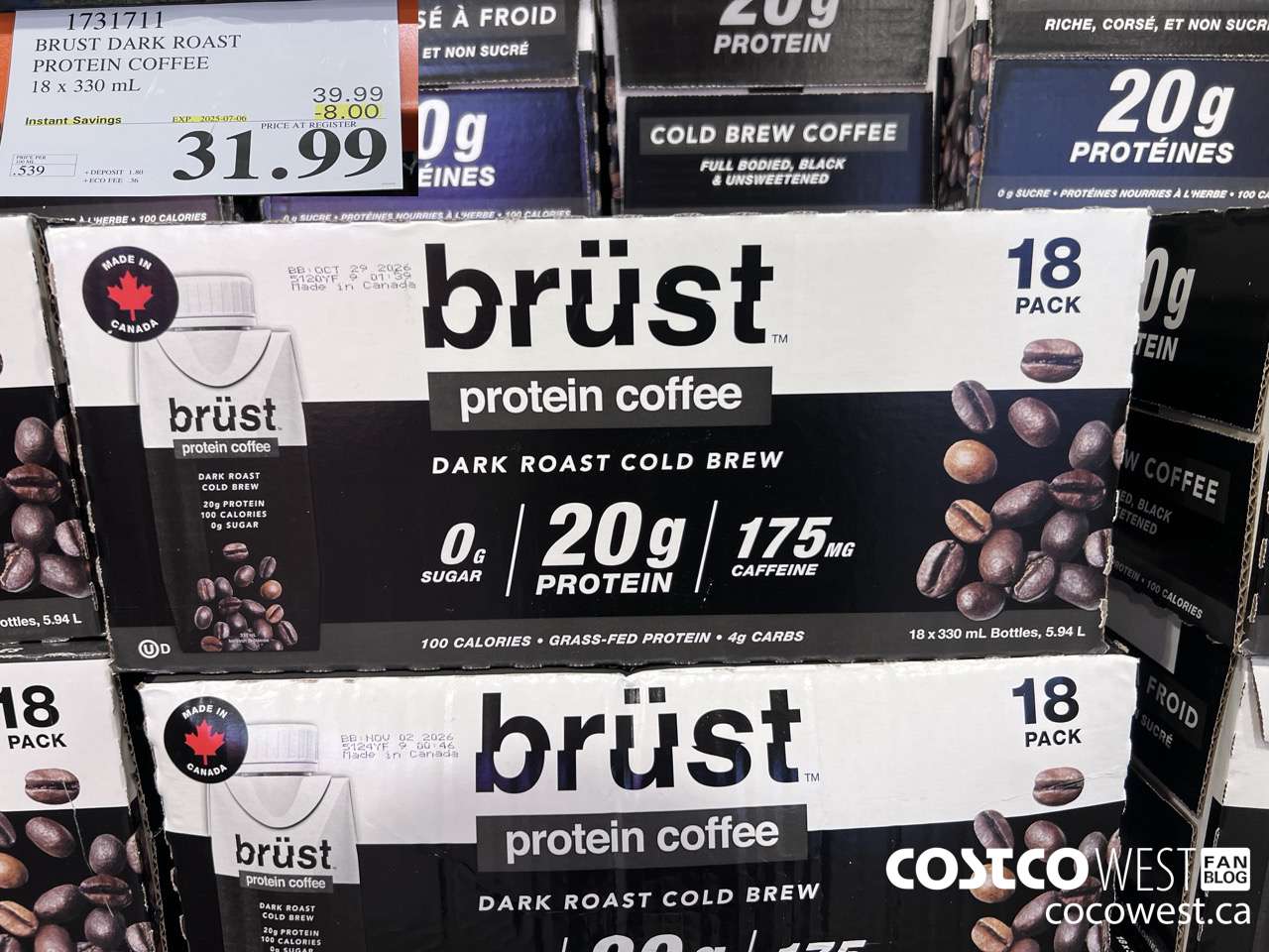 1731711 BURST DARK ROAST PROTEIN COFFEE 18 X 330ML ($8.00 INSTANT SAVINGS EXPIRES ON 2025-07-06) $31.99