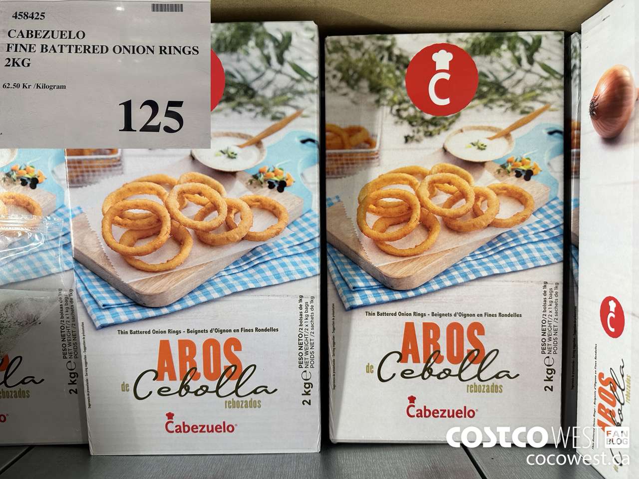 458425 CABEZUELO FINE BATTERED ONION RINGS 2KG $125.00