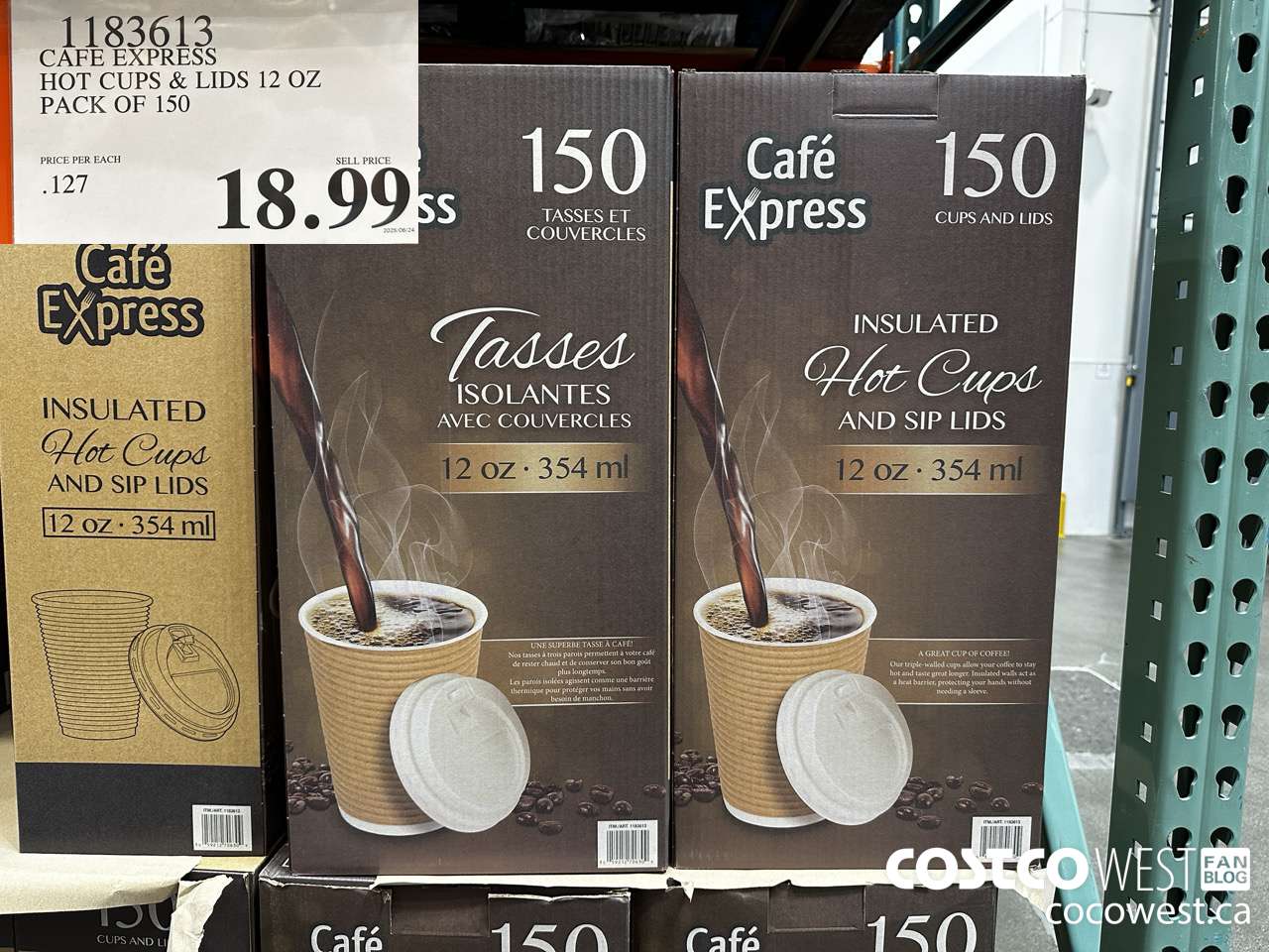 1183613 CAFE EXPRESS HOT CUPS & LIDS 12 OZ PACK OF 150 $18.99