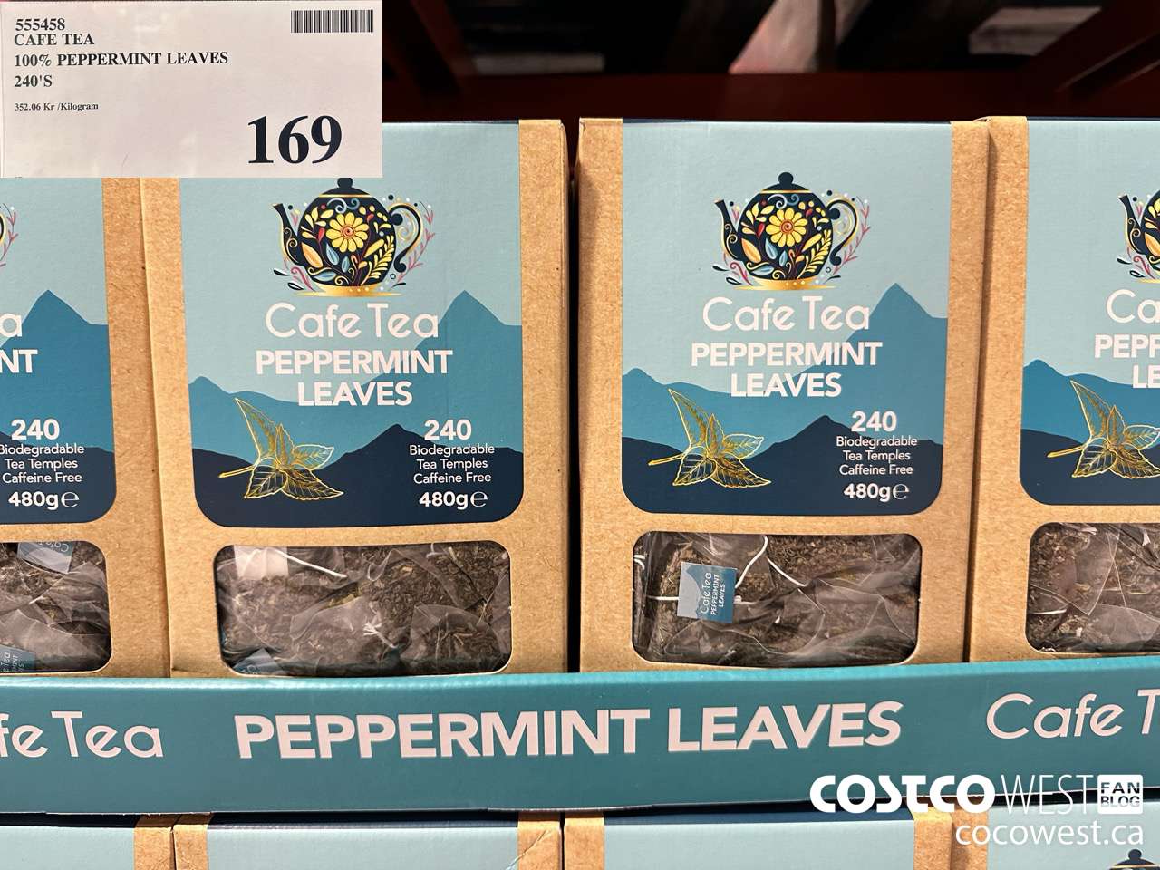 555458 CAFE TEA 100% PEPPERMINT LEAVES 240'S $169.00