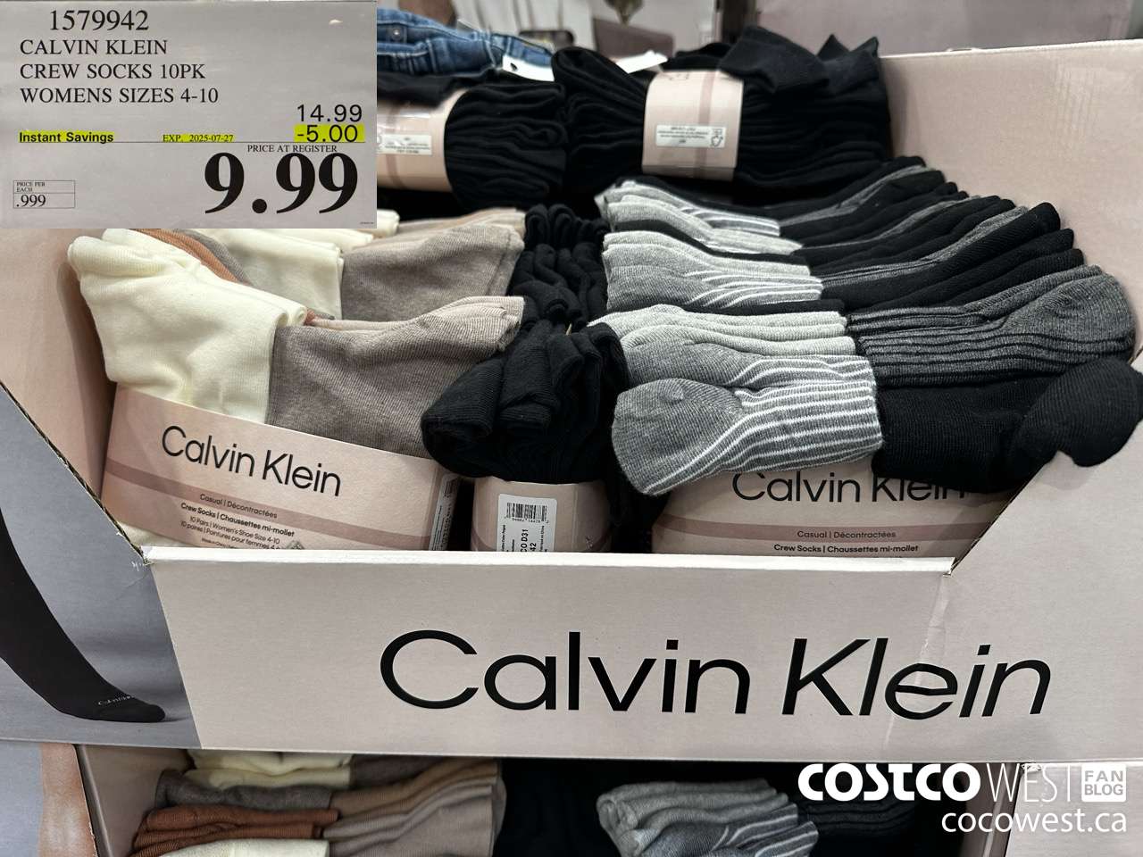 1579942 CALVIN KLEIN CREW SOCK 10PK LADIES SIZES 4-10 ($5.00 INSTANT SAVINGS EXPIRES ON 2025-07-27) $9.99