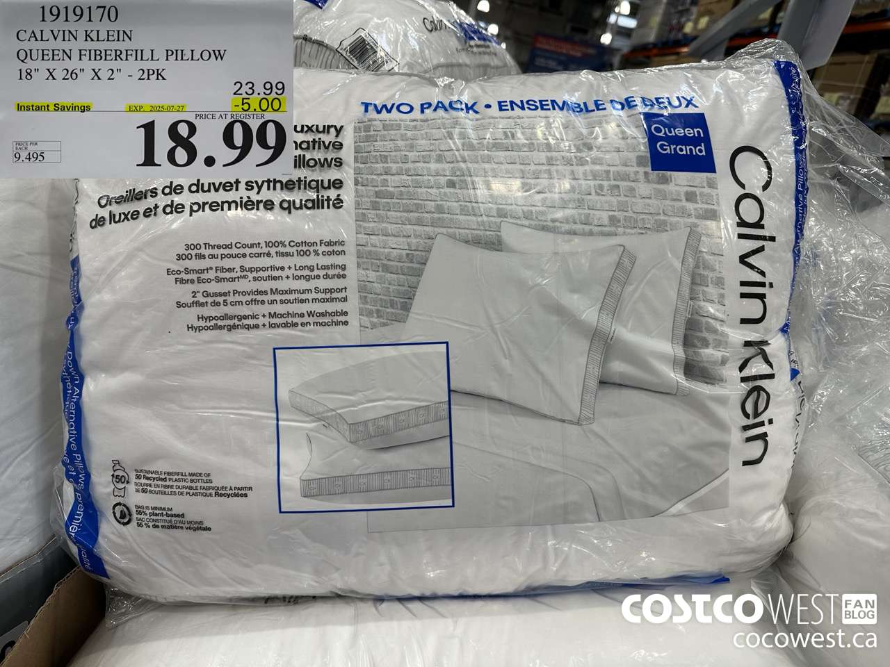 1919170 CALVIN KLEIN QUEEN FIBERFILL PILLOWS 18