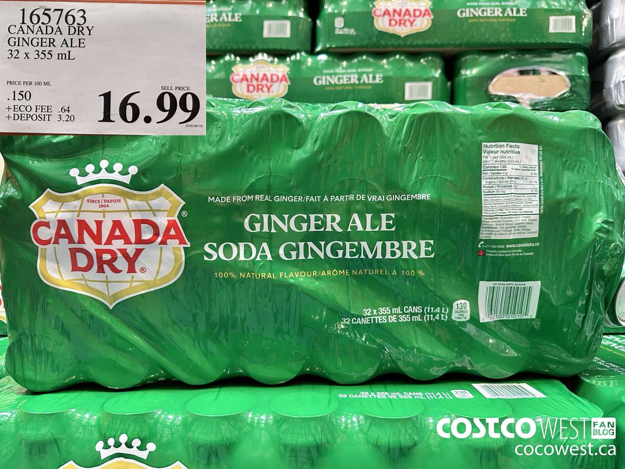 165763 CANADA DRY GINGER ALE 32 X 355 ML $16.99