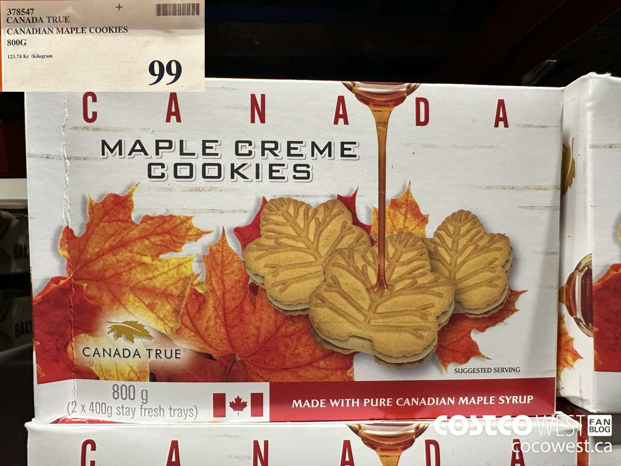 378547 CANADA TRUE CANADIAN MAPLE COOKIES 800G $99.00