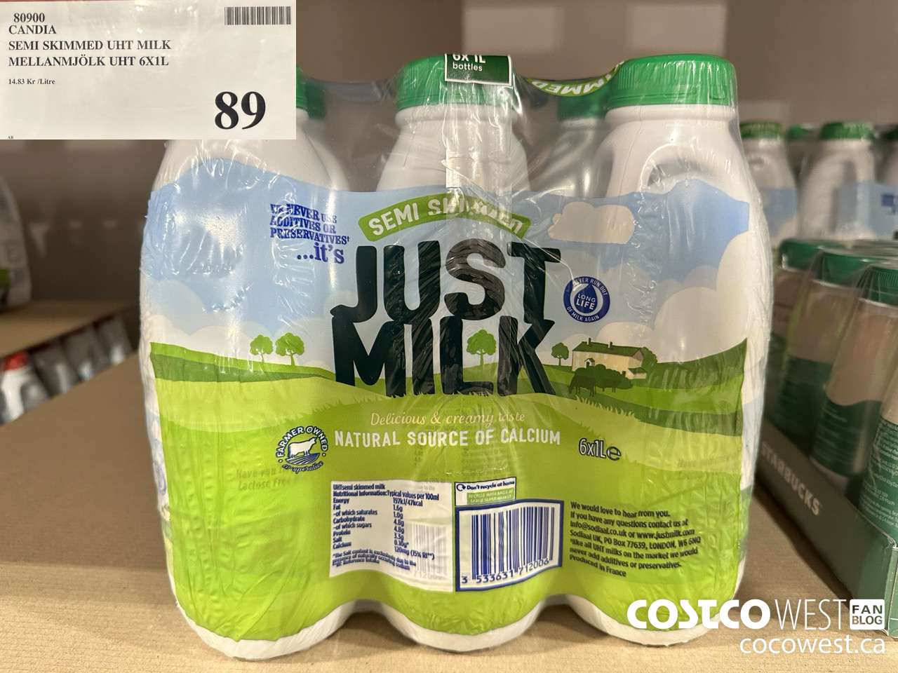 80900 CANDIA SEMI SKIMMED UHT MILK MELLANMJOLK UHT 6 X 1L $89.00